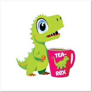 T-Rex with Mug | Tearex Posters and Art